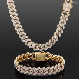 Chaînes 14 MM Rhomb Cubain Chaîne Collier Pour Femmes Pave Plein Strass De Luxe Bling Glacé Charmes Hip Hop Hommes Bijoux Cadeau