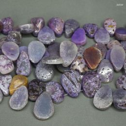 Chaînes 15.5inch / Full Strand Purple Druzy Gems Collier en pierre Trouver 2023 Slab Slice Raw Connector Beads Pendentif Polished-