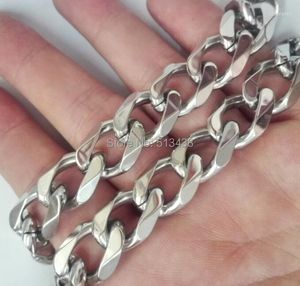 Cadenas 15 mm enorme pesado collar de los hombres de acero inoxidable 316L eslabón de la cadena del bordillo cubano 24 pulgadas