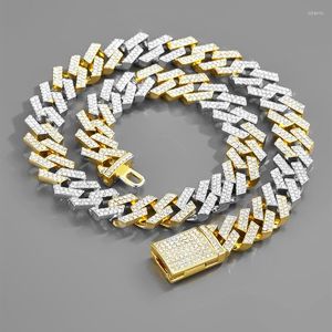 Kettingen 15 mm ijs uit Miami Cuban Link Chain Design Luxury box CLASP Volledige strass Cz Stones Choker ketting Jowery for Men Women