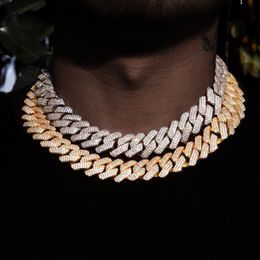 Cadenas 15mm Hombres Iced Out Collar de cadena cubana Hip Hop Joyería Oro Plata Color Bling Rhinestone Prong Gargantilla Mujeres GiftChains