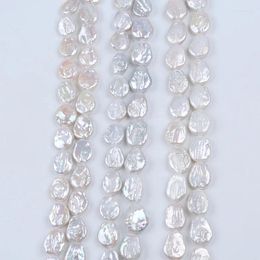 Chaînes 16-18 mm a // Couleur blanc naturel de qualité naturelle en eau douce keshi perles de perles de monnaie