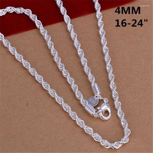 Kettingen 16-24 inch Voor Vrouwen Mannen Mooie Mode 925 Sterling Zilveren Charm 4 MM Touw Collier Fit hanger Hoge Kwaliteit Sieraden