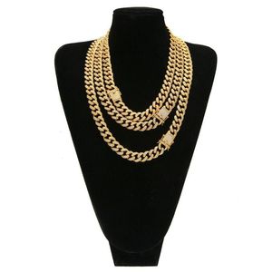 Chaînes 16-24 pouces Zircon Cubain Lien Chaîne Nekclace Bling Hip Hop Bijoux Ensemble 18K Or Diamant Boucle Colliers Pour Hommes Will et Sandy Dhi9B