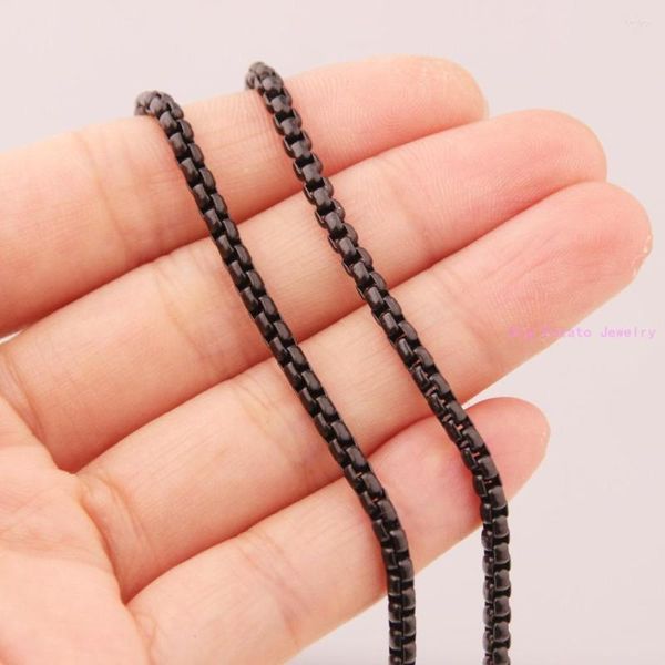 Chaînes 16-40 pouces tailles personnalisées 3 MM de large classique boîte noire collier chaîne en acier inoxydable pour hommes femmes trouver pendentif bricolage