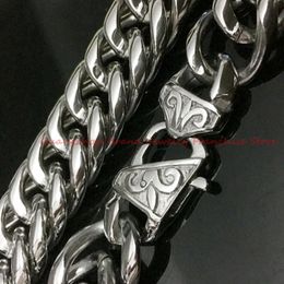 Cadenas 16 mm Heavy Mens Chain Boys Collar Double Curb Cuban Link 316L Acero inoxidable 7-40 pulgadas Cadenas opcionales