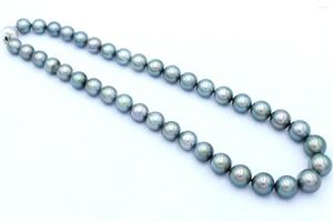 Chaînes 18 pouces 9-10mm naturel mer du Sud baroque gris collier de perles 925argent