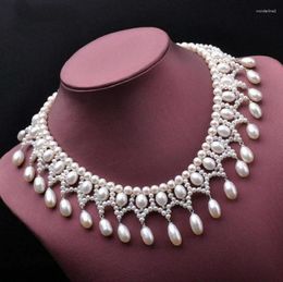 Chaînes 18 pouces charmant 3-10mm véritable collier de perles de mer de Chine du sud blanc naturel est très bon