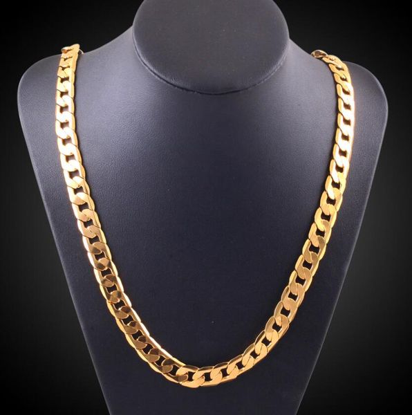 Chaînes 18 K véritable or jaune massif rempli fine gourmette cubaine chaîne à maillons italiens collier hommes femmes 10mm livraison goutte bijoux collier Dhwgo