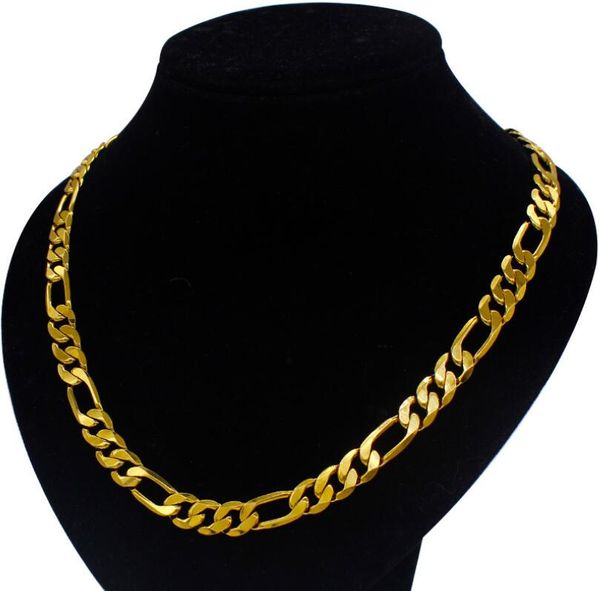 Cadena de oro puro de 18 quilates Collar de cadena Figaro fino Pulsera Conjunto de gotas Entrega adhesiva Collar de joyería Colgante DHQBL