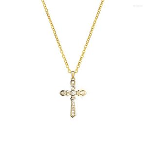 Chaînes 18k Or Couleur Cristal Zircon Croix Pendentif Titane Acier Collier Femmes Bijoux En Gros