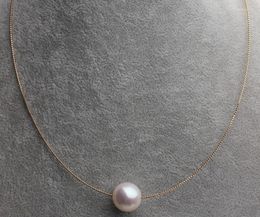 Cadenas 18k oro blanco agua de mar perla colgante collar color largo genuino femenino DE200