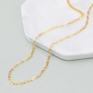 Chaînes Collier en or pur 18 carats pour femmes, tendance, jaune, unisexe, chaîne gourmette italienne, bijoux en diamant, lien de câble, 18 pouces