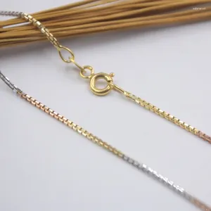 Kettingen 18K Solid Gold Box Chain Vrouwen Ketting 20 