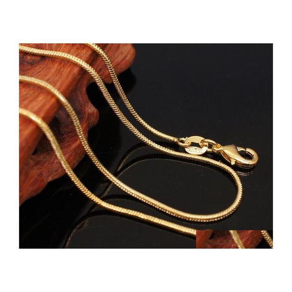 Chaînes 1mm 18 carats plaqué or serpent 1630 pouces doré lisse fermoir à homard collier pour femmes livraison directe bijoux colliers pendentifs Dhhya