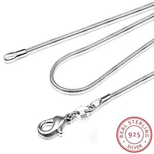 Cadenas 1mm 2mm Collar de cadena de serpiente de plata original para mujer Hombres 16-24 pulgadas Joyería de declaración larga Whole222Z