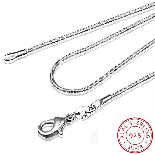 Ketten 1mm 2mm Original Silber Schlangenkette Halskette für Frau Männer 16-24 Zoll lange Statement Schmuck Whole283W