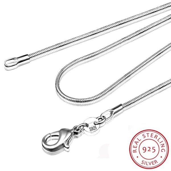 Cadenas 1MM/2MM collar de cadena de serpiente de plata Original para mujer hombre 16-24 pulgadas de largo joyería de declaración al por mayor