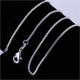 Cadenas 1 mm Caja Collares Mujeres Hombres 925 Sterling Sier Langosta Cierre Cadena Ajuste Colgante Moda DIY Accesorios de joyería 16 18 20 22 Gota Dhk35