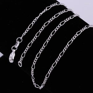 Kettingen 1P Fashion Sieraden 925 Sterling Silver 2mm Figaro Link Chain 16 ''-30 '' Dames Pendent Color Lobster Clasp