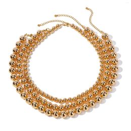 Chaînes 1pc 304 en acier inoxydable collier ras du cou couleur or cuivre boule chaîne perlée femmes anniversaire fête collier bijoux