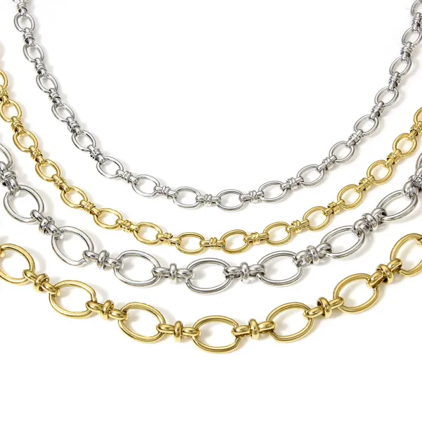 Cadenas 1pc 304 Acero inoxidable Ncklace Collar de cadena de eslabones de color dorado para mujeres Hombres Joyería con cierre de garra de langosta 40-45 cm de largo