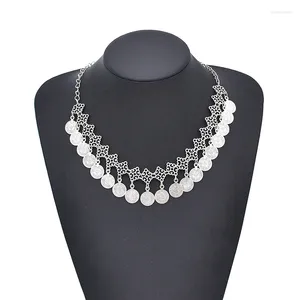 Kettingen 1pc Tweeërlei gebruik Retro Munt Kwastje Ketting Hoofddeksels Etnische Stijl Overdreven Voorhoofd Decoratieve Ketting Sieraden Geometrisch