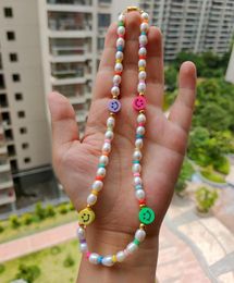 Ketten 1 Stück ! Perlenkette, handgefertigt, Frühling, 6–7 mm, frische Chrysantheme, natürliche Perle mit Lächelnperlen als Geschenk