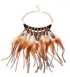 Chaînes 1PC Colliers en alliage à la mode à la mode personnalisé style ethnique bohème caractéristique plume gland décoratif