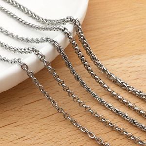 Cadenas 1 Uds 1,6/2,0/2,4/2,5/3,0/4,0/5,0/6,0 Mm de ancho collar de cadena de acero inoxidable 50/70cm de longitud para la fabricación de accesorios de joyería DIY