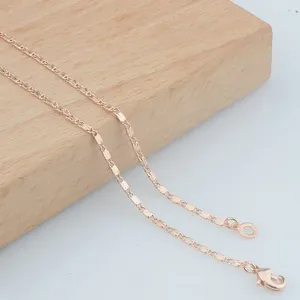 Chaînes 1pcs 2mm 3mm Femmes 585 Couleur Or Rose 50cm 60cm Smart Carving Link Chain Collier