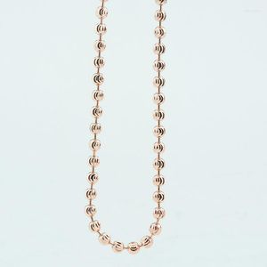 Kettingen 1 stks 4 mm roségouden kleur kralen lange dames ketting carve wen clasp sieraden 60 cm