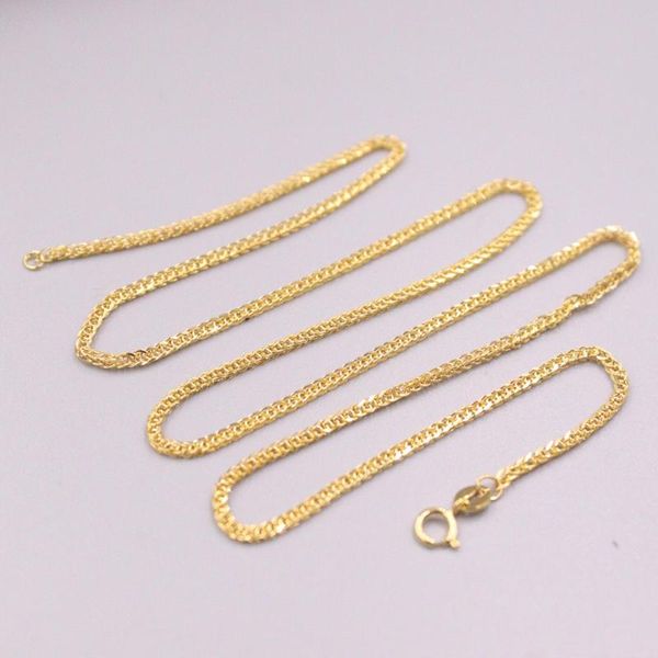 Cadenas 1 unids fino puro Au 750 18k cadena de oro amarillo 1.4 mm mujeres collar de enlace de trigo 1.8-2.6g