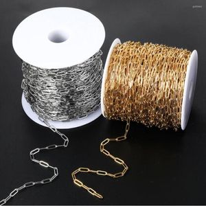 Cadenas 1 Uds. De ancho, 4mm de longitud, 40-100cm, Color dorado/plateado, collar de cadena de eslabones de Cable plano de acero inoxidable, joyería DIY para hombres y mujeres