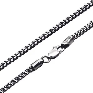 Kettingen 2,2 mm breedte Real S925 Sterling Silver Square Tail Chain Necklace Men Women Weven eenvoudige mode kettingen fijn sieraden geschenk