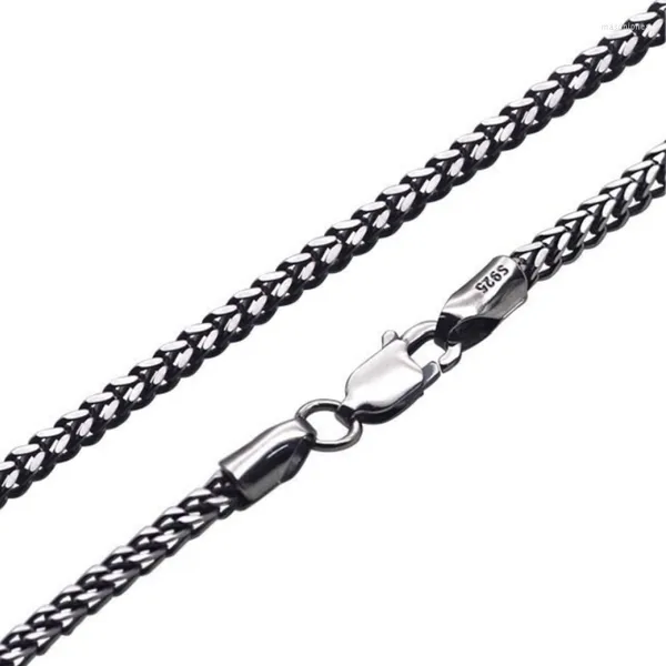 Cadenas de 2,2mm de ancho, collar de cadena de cola cuadrada de plata de ley S925 Real para hombres y mujeres, collares de moda sencillos, regalo de joyería fina