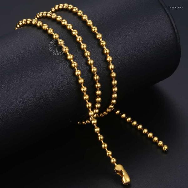 Cadenas de 2/3mm de Color dorado, cadena de eslabones de cuentas de bola fina para mujeres y hombres, collar de acero inoxidable, accesorios de joyería de tendencia, venta al por mayor KN357