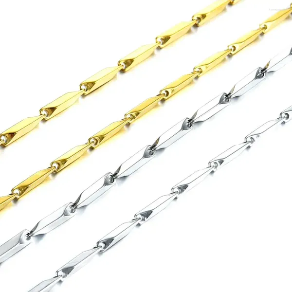 Cadenas Collar sólido de 2,5 mm/3 mm Bambú de oro y color plateado Accesorios femeninos de acero inoxidable