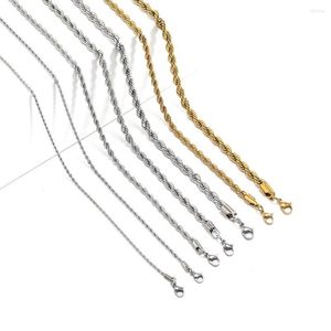 Chaînes 2-6mm Tressé Twist Collier En Acier Inoxydable Corde Solide Lien Chaîne Bijoux Pour Hommes Femmes Garçons Filles