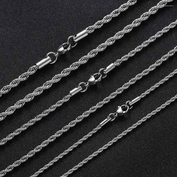 Chaines Collier en acier inoxydable de 2 à 6 mm pour femmes Les hommes ne se fanent jamais de la chaîne de corde torsadé imperméable bijoux de mode 16-30 pouces