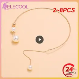 Chaines 2-8pcs Elegant Big White Imitation Pearl Choker Collier Clavicule Chaîne Fashion Fome Fomen Wedding Jewelry Collar 2024