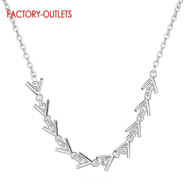 Chaînes 2 couleurs Option Original 925 Sterling Silver Triangle Éléments géométriques Pendentif Collier pour femmes Cadeaux de famille Bijoux fins