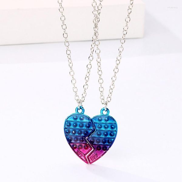 Chaînes 2 Pcs BFF Collier Femmes Coeur Pendentif Ami Lettre Mode Couple Chaîne Amitié Bijoux