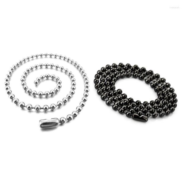 Chaînes 2 Pcs Grande Boule En Acier Inoxydable Collier De Perles Chaîne Lien Homme Longueur 73Cm 66Cm