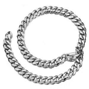 Kettingen 20-40 inch 15 mm 19 mm mannen Big Tial dikke ketting roestvrijstalen stoep Cubaanse ketting gratis verstelbare choker zilveren kleurchains