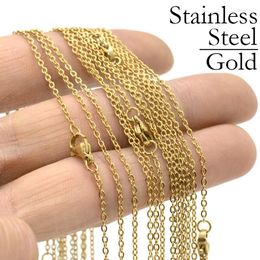 Chaînes 20 pièces collier en acier inoxydable couleur or câble lien chaîne Rolo pour la fabrication de bijoux