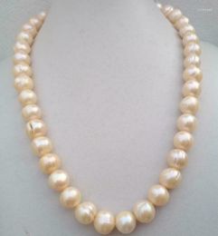 Chaînes 20" Trendy 11-12mm Gold Rose Collier de perles des mers du Sud
