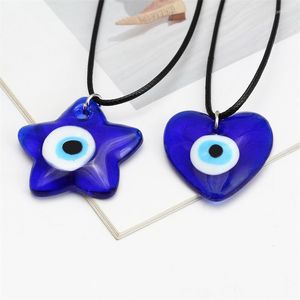 Kettingen 2022 Design Turkije Blue Eyes ketting voor vrouw mannen Charm Hartster Pendant Etnische gelukkige sieradenaccessoires