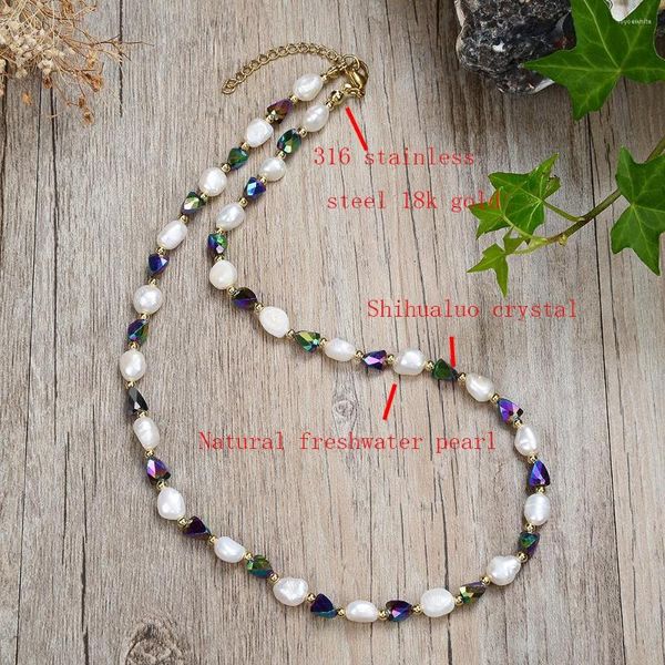 Chaînes 2022 mode perlé Design luxe noir or cristal collier naturel perle d'eau douce câble serrure collier cadeau