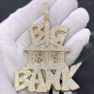Chaînes 2022 Hommes Garçon Hip Hop Bijoux avec lettre Big Bank Argent Pendentif Glacé Bling 5A Zircon Cubique Pavé Corde Chaîne Colliers311C